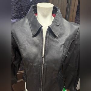 Edge Italian Lamb Touch Leather. Women's Black Leather Jacket. Size XL. NWT